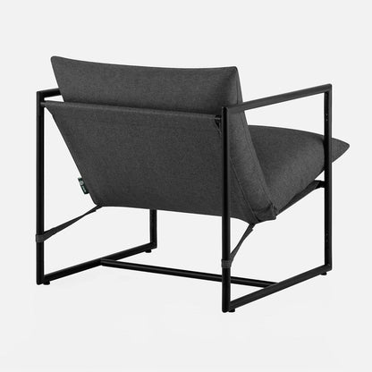 Aidan Sling Chair Dark Grey Metal Frame Shredded Foam