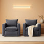 Grey Upholstered Swivel Armchair Twin Pack LivingRoom