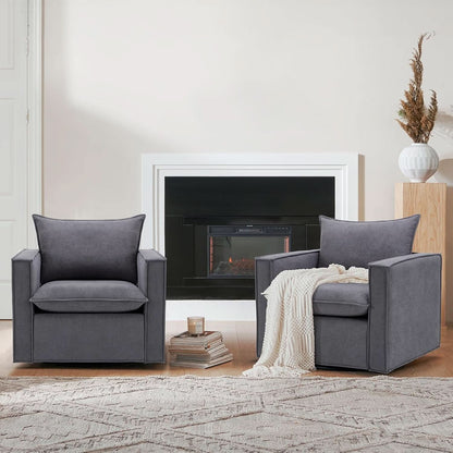 Charcoal Upholstered Swivel Accent Chair 34Inch Wide