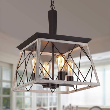 4 Light Farmhouse Vintage Chandelier White Oak Finish