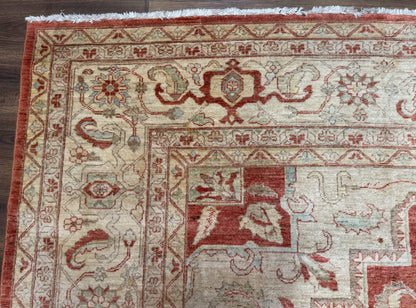 Turkish Heriz Serapi Rug 9x13, Geometric Medallion