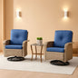 Patio Wicker Swivel Rocker Chairs Set Of 2 With Side Table