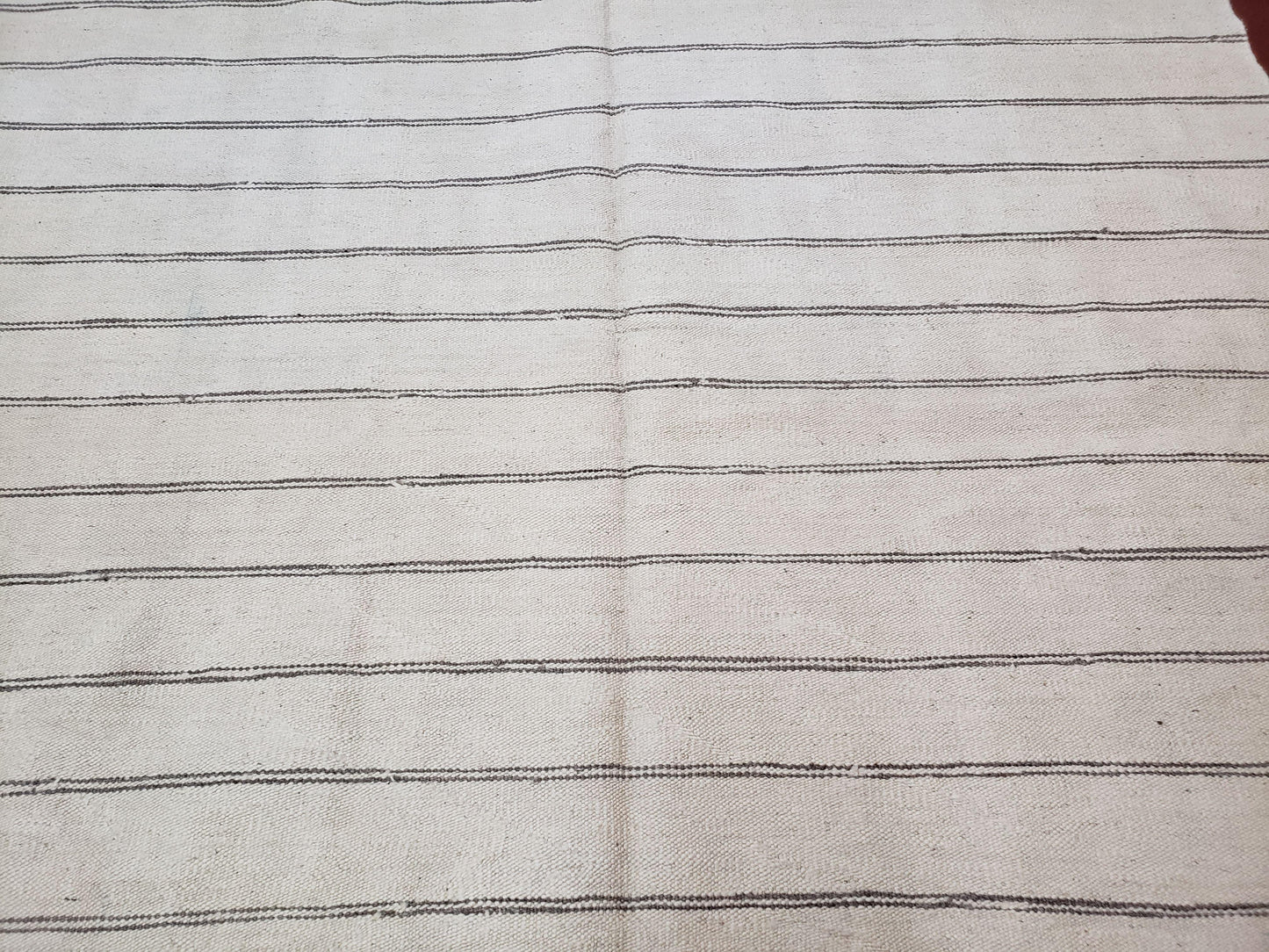 New Turkish Kilim Rug, Striped Area Rug, Southwestern Style, Off-white/Ivory Color, 5x8 Kilim Carpet, Hand-Knotted, Flatweave, Wool