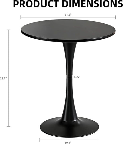 31.5 Inch Round Tulip Dining Table With Black Pedestal Base