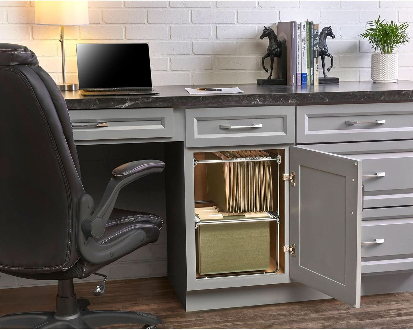 Two Tier Base Cabinet File Drawer Organizer Chrome 14.5 in