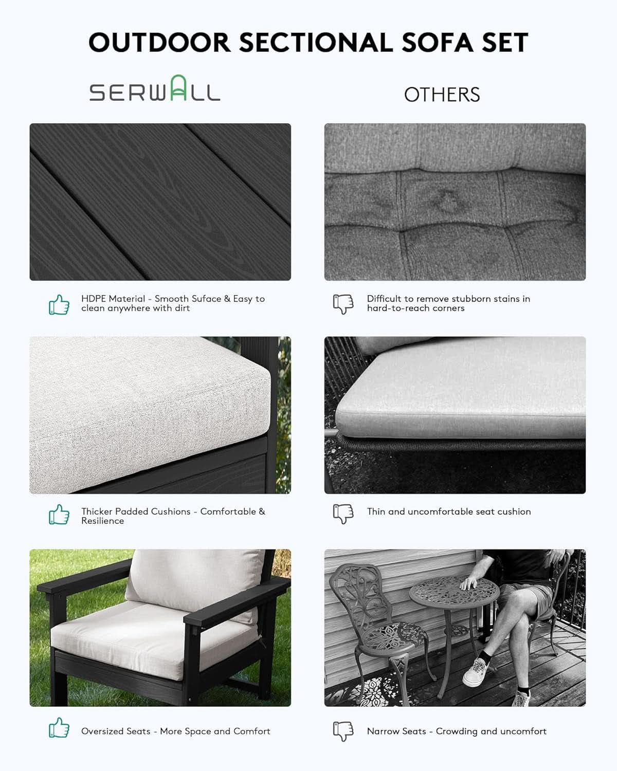 HDPE Outdoor Patio Furniture Set 7 Piece All Weather