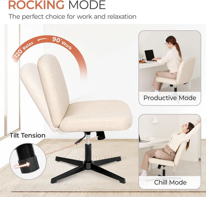 Beige Height Adjustable Swivel Office Desk Chair For Home Office