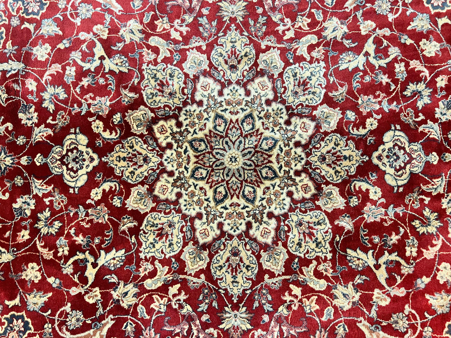 Couristan Rug 5.6 x 8, Floral Medallion, Dark Red Cream, Belgium Power Loomed Rug, Taj Mahal Rug, Vintage Oriental Wool Carpet