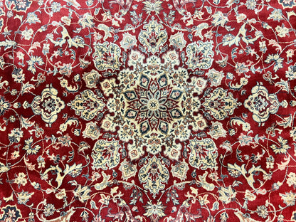 Couristan Rug 5.6 x 8, Floral Medallion, Dark Red Cream, Belgium Power Loomed Rug, Taj Mahal Rug, Vintage Oriental Wool Carpet