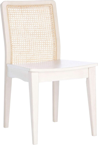 Coastal White And Natural Rattan Dining Chair Set Of 2