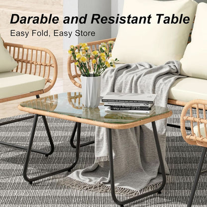 Stylish Four-Piece Outdoor Rattan Furniture Set with Cushions