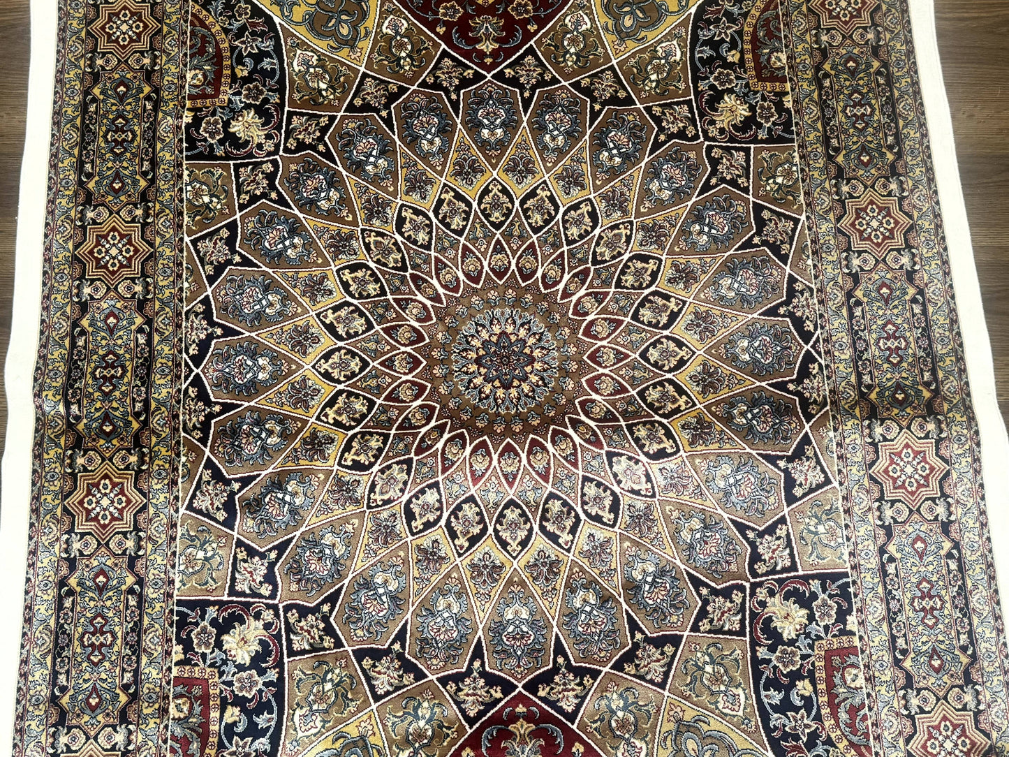 Turkish Silk Rug 4x6, Dome Design, Memluk Carpet, Bamboo Silk, New