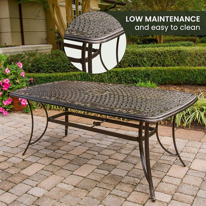 7 Piece Patio Dining Set 6 Swivel Chairs Tan Cushions 38x72