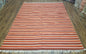 Large Striped Woolen Handmade Throw Blanket, Twin Size Bedding Hand-Woven, Indian Kilim Area Rug, 6x8 - 7x8, South American Style Textile