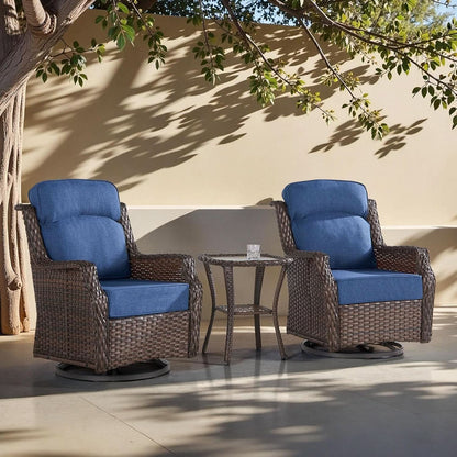 Comfortable Wicker Swivel Rocker Chairs With Side Table