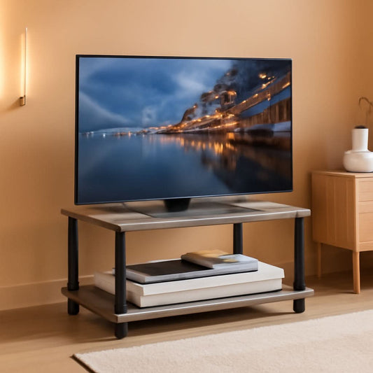 Turn-N-Tube 2-Tier Printer and TV Stand French Oak Grey Black