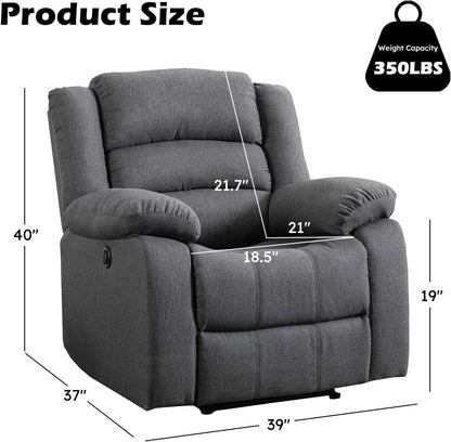 Oversized Grey Electric Recliner Chair For Living Room