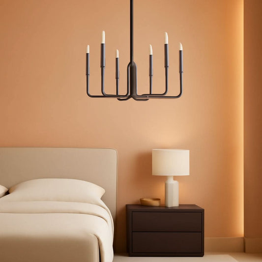 6 Light Brushed Nickel Farmhouse Chandelier For Dining Room