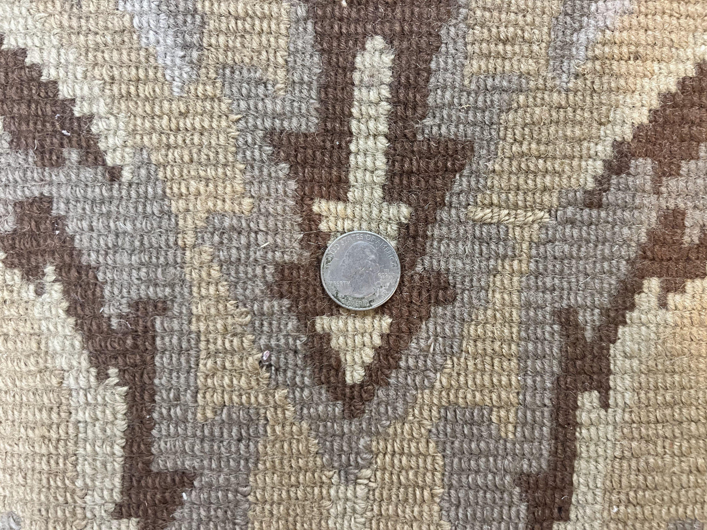 Oval Tibetan Rug 8x10, French Aubusson Design, Wool Handmade Vintage Carpet, Black & Beige, Soft Wool Pile
