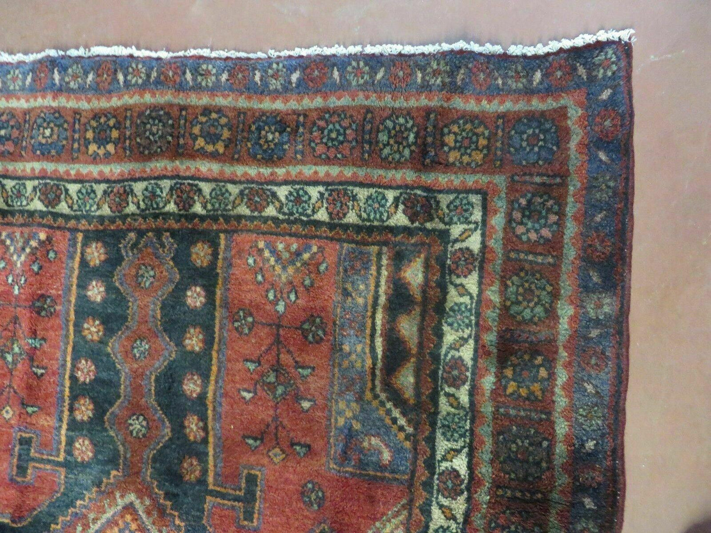 4' X 9' Antique Handmade Turkish Tribal Oriental Geometric Wool Rug # 605