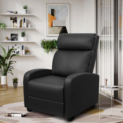 Black Recliner Chair With Adjustable 90 To 180 Degrees