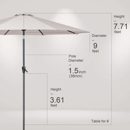 Large Patio Market Outdoor Umbrella With Push Button Tilt
