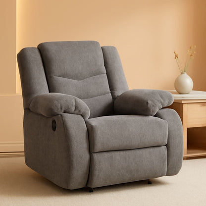 Dark Gray Rocker Recliner With Waterfall Back Design