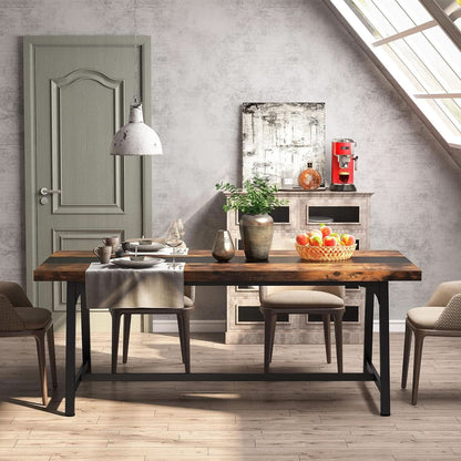 Dining Table For 8 70.87 Inch Rectangular Wood Metal Frame