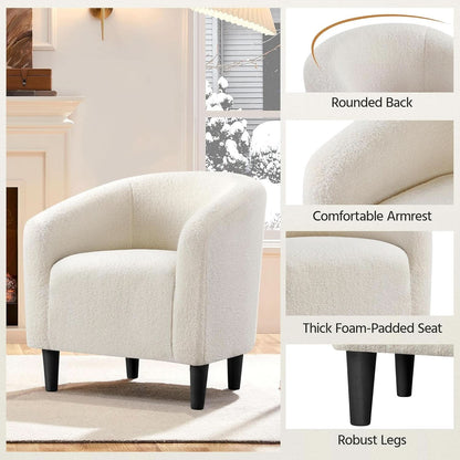 Ivory Barrel Chairs Boucle Living Room Duo Two Piece Set
