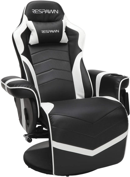 White Gaming Recliner Cupholder And Adjustable Footrest