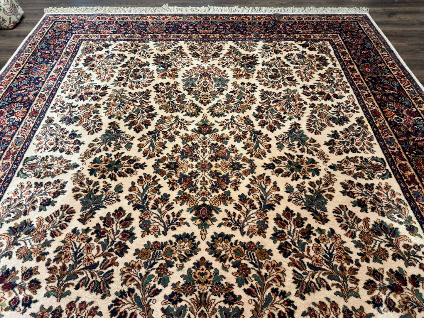Karastan Rug 8.8 x 10.6 Ivory Sarouk #700/760, Wool Discontinued Original 700 Series