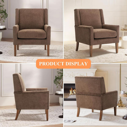 Oversized Mid Century Fabric Charcoal Accent Chair