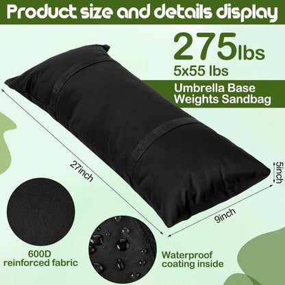 5 Pack 55 Pound Fillable Sandbags Outdoor Umbrella Bases