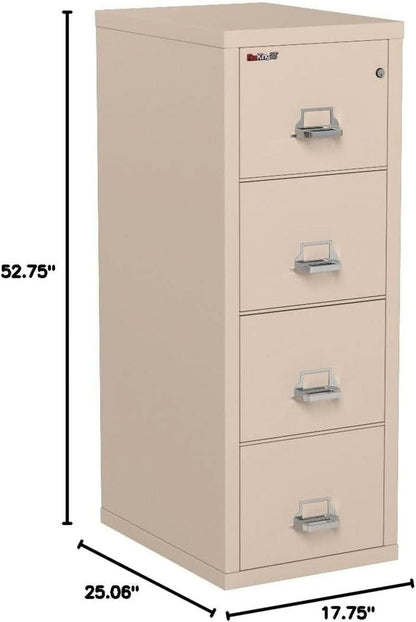 Vertical 4 Drawer Fire Rated File Cabinet Parchment Key Lock