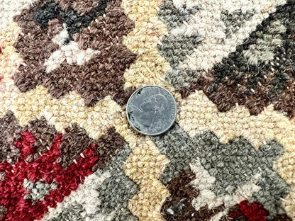Indian Kilim Rug 6x6, Square Kilim Flatweave Carpet, Vintage Handmade Wool Rug, Red