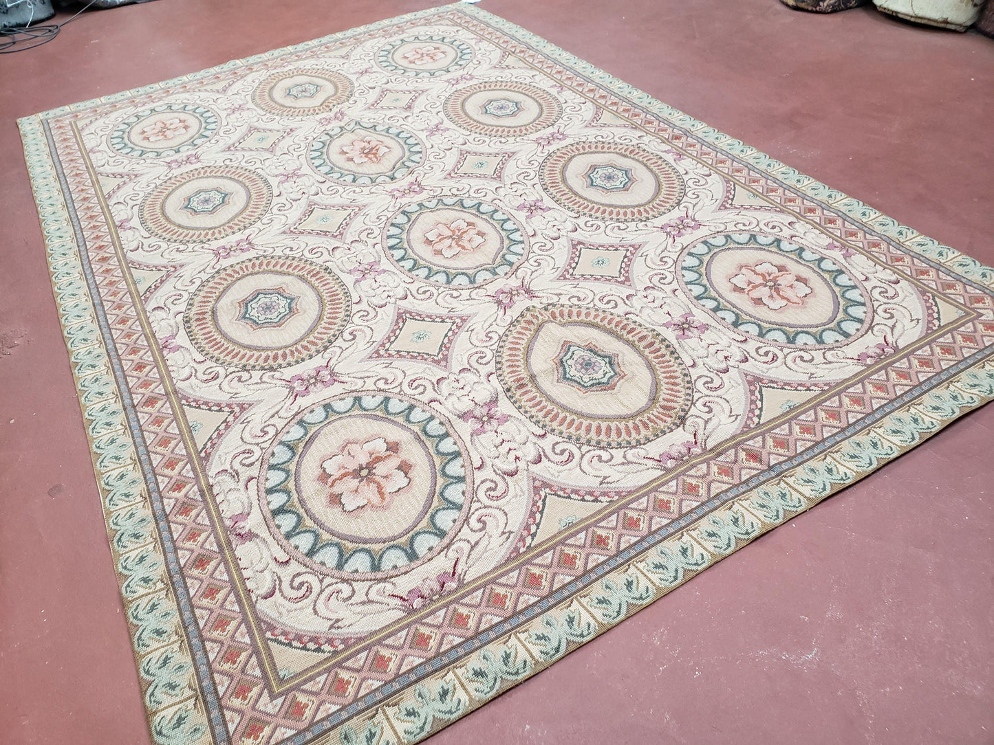 New Needlepoint Rug, 6x9 Needlepoint Carpet, Flatweave Rug, Vicotorian French European English Decor, Elegant Rug for Living Room, Handmade