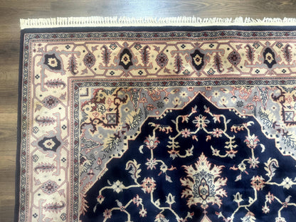 Karastan Rug Navy Serapi, Kara Shah Rug, Navy Blue, 5.6 x 8.6, Vintage Karastan Area Rug, Wool Pile Karastan Rug