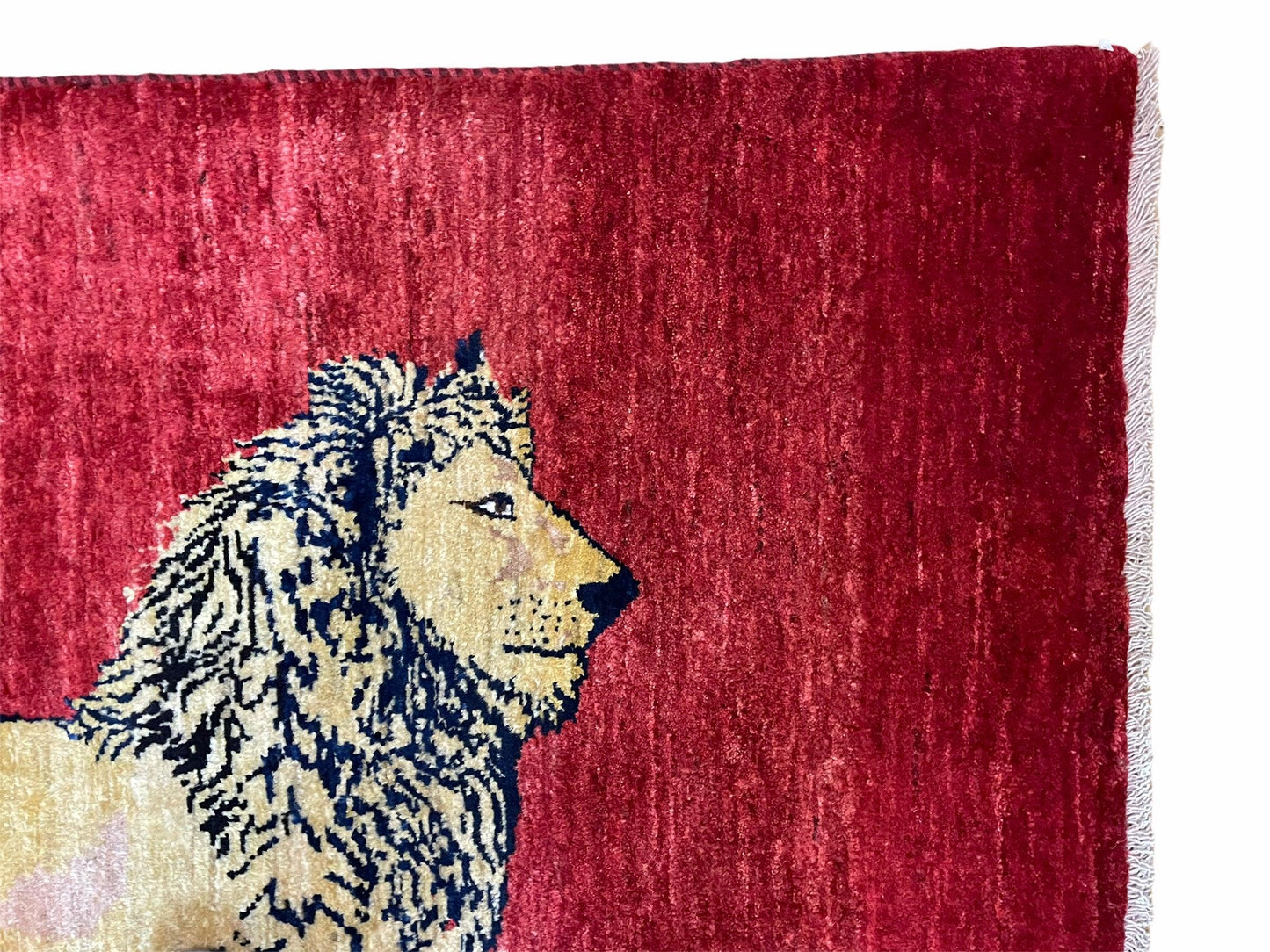 3 X 5 Handmade Hand-Knotted Quality Wool Rug New Vintage Lion Red Pictorial