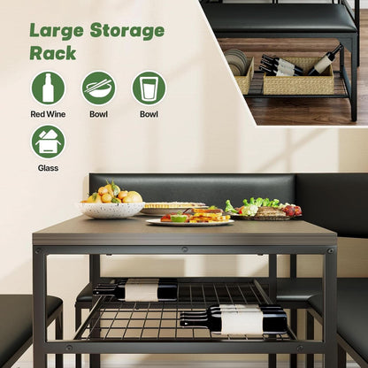 Corner Dining Table Set Space Saving Graphite Grey 4To6