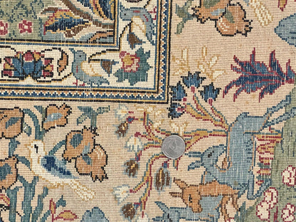 Persian Kashan Pictorial Rug 4.6 x 7, Hunting Scene, Signed by Masterweaver, Animal Pictorials, Rare, Handmade, Wool, Vintage, Very Fine