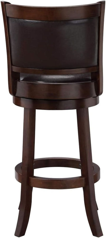 Swivel Bar Stool 29 Inch Cappuccino Faux Leather Upholstery