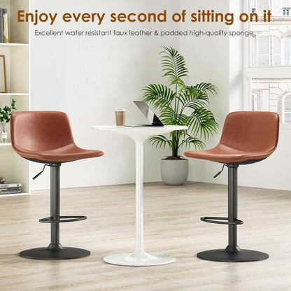 Adjustable Mid Century Swivel Bar Stool Set Of 2 For Kitchen