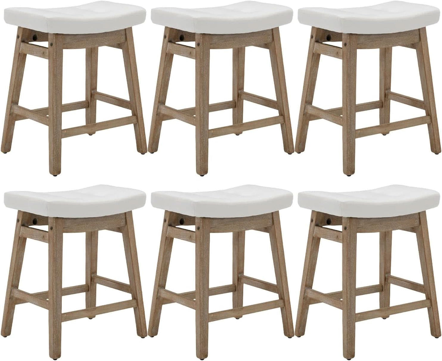 Comfortable Saddle Seat Bar Stools Set of Six