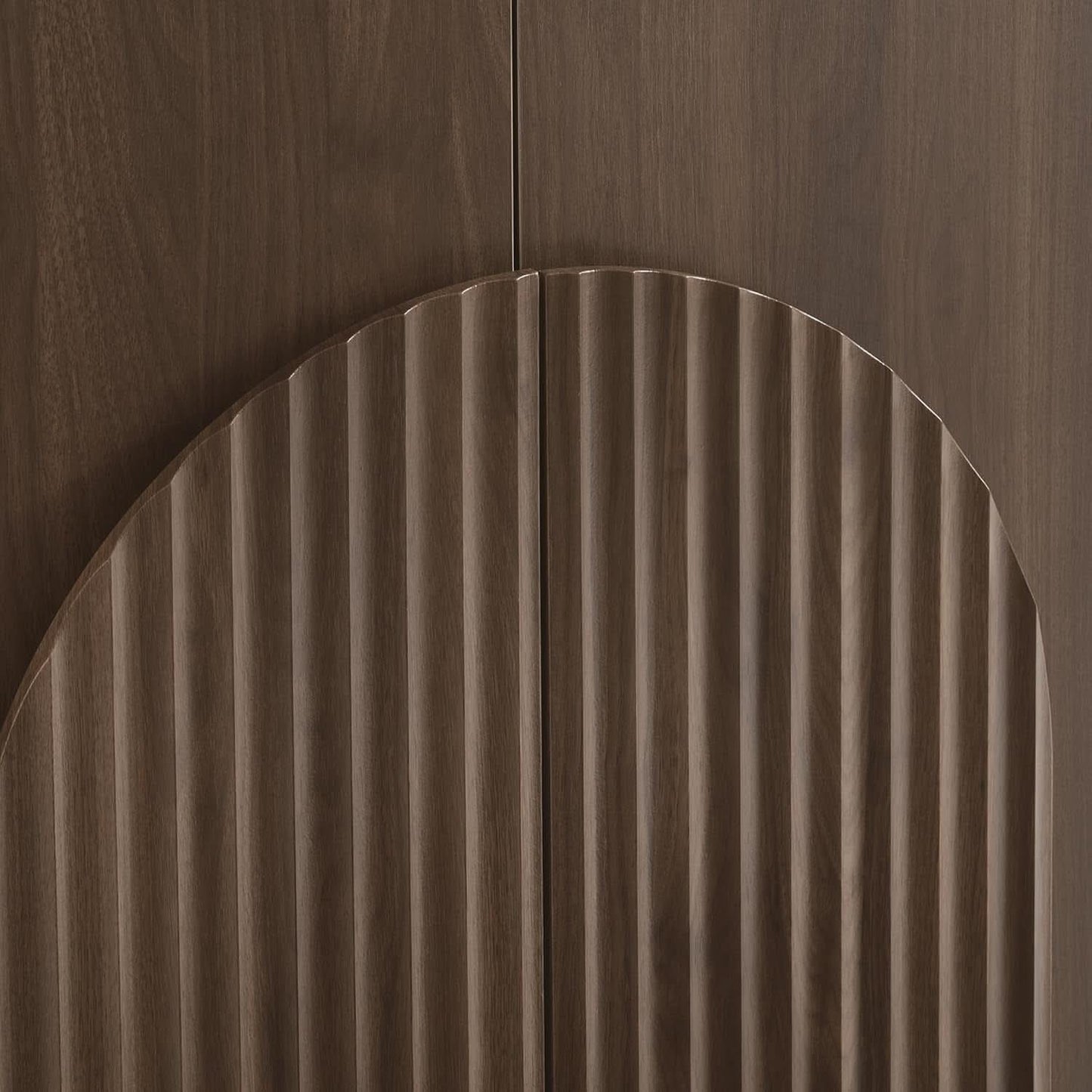 Walnut Sideboard Buffet Cabinet With Generous Storage And Wave Pattern Doors