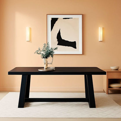 72 Inch Farmhouse Dining Table Solid Wood Black Wirebrush