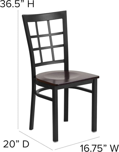 Black Window Back Metal Dining Chair With Walnut Wood Seat