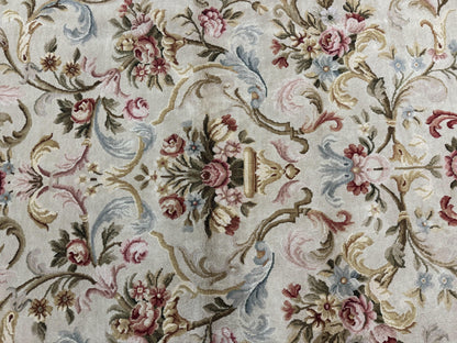 Aubusson Rug 8x10, French European Design, Vintage Handmade Wool Carpet, Aubusson Rug with Pile, Floral