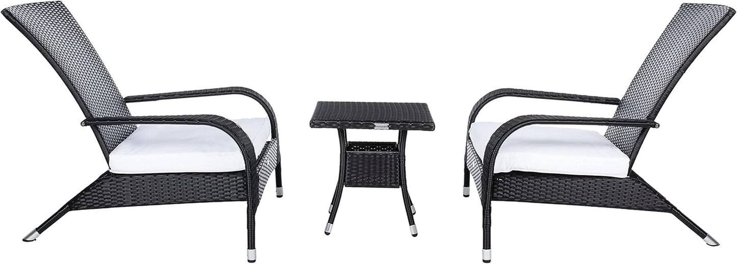 Outdoor Edna Black White Cushion 3 Piece Patio Lounge Set