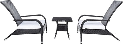 Outdoor Edna Black White Cushion 3 Piece Patio Lounge Set
