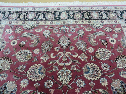6' X 9' Vintage Handmade Fine India Floral Oriental Silk Accent Wool Rug Carpet